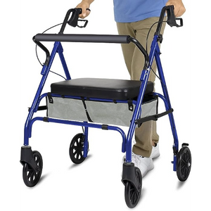 Vive Health Bariatric Rollator, Adjustable Steel Frame, Blue Hover