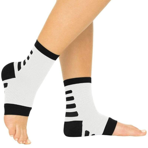 Vive Health Ankle Compression Socks, X-Large, White with Black