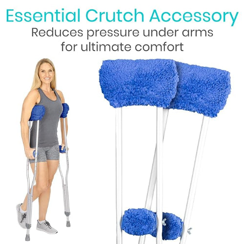 Vive Health Sheepskin Crutch Pads, Universal Underarm and Hand Grips Covers, Unisex