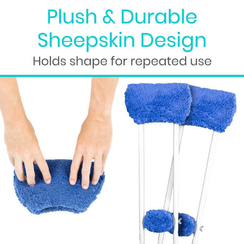 Vive Health Sheepskin Crutch Pads, Universal Underarm and Hand Grips Covers, Unisex