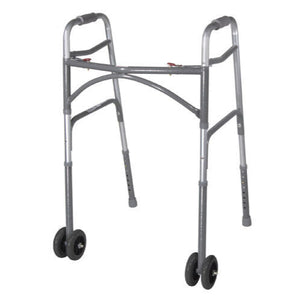 Drive Medical Two Button Bariatric Folding Walker with Wheels, Adult