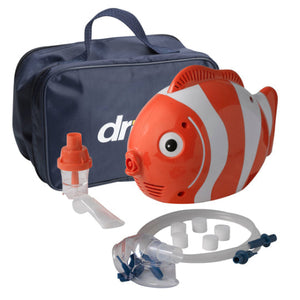 Drive Medical Fish Pediatric Compressor Nebulizer with Bag, Disposable and Reusable Nebulizer Kit