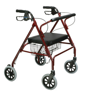 Drive Medical Heavy Duty Bariatric Rollator Walker with Large Padded Seat, Red