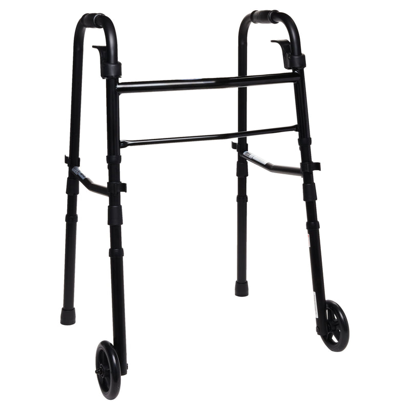 Equate Folding Walker with Wheels, Black