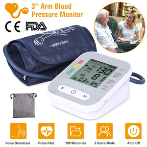 Generic Digital Arm Blood Pressure Monitor LCD Digital Heart Beat BP Gauge Health Test with Voice Hover